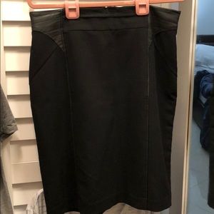 Black pencil skirt with faux leather accent